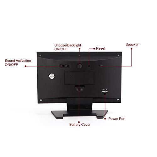 Anself Multi-funcional Despertador Retroiluminação Tela LCD Relógio Digital com hora/data/semana/tem