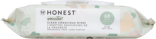 Image of The Honest Company Hypoallergenic Multi-Use Baby Wipes for Sensitive Skin, Geo Mood, 60 Count (Pack of 12)