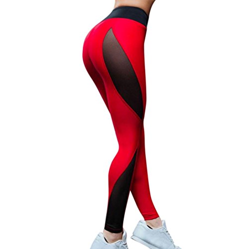 Pantalones Yoga Mujeres, ??Xinantime Pantalones Deportivos de Cintura Alta para Mujeres Pantalón Deportivo Gym Yoga Running Fitness Leggings (L, ??Rojo)