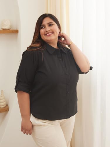 Image of SAADAA Airy Linen Shirt | Solid Regular Fit Casual Shirts Stylish for Women