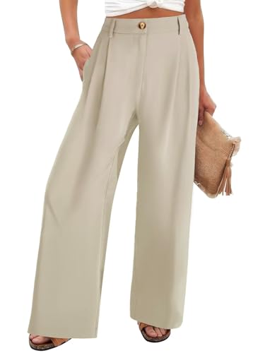 JURIS Women's High Waisted Wide Leg Formal Pants Elasticized Waist Back Casual Pants Business Work Suit Pants