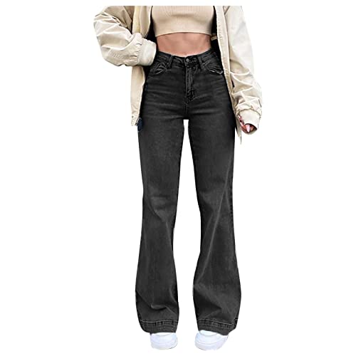 IFOUNDYOU Schlaghose Damen High Waist Baggy Jeans Damen 90Er Lederhose...