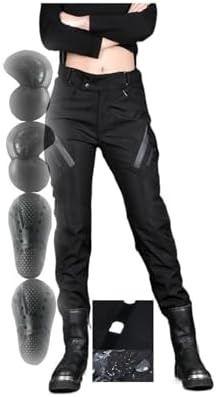 Women's Motorcycle Pants Jeans Adjustable Ride Trousers with Reflective Tape+Armored Motocross Equipment