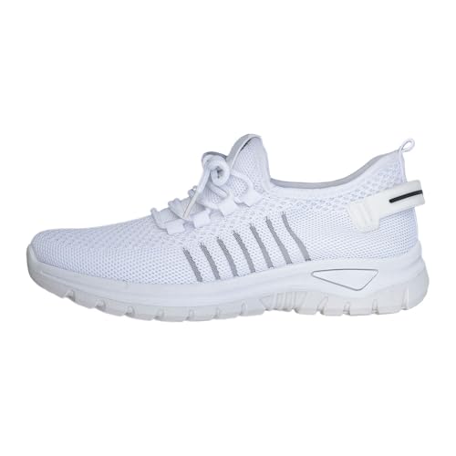 Zapatos de Mujer de Malla Zapatillas Plataforma Malla Transpirable para Caminar Forma Informal y Ligera con Suela Que Aumenta la Altura (White, 36)