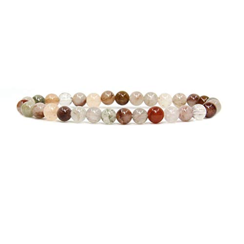 Angelstones Multicolor Rutilated Quartz 6mm Round Beads Crystal Bracelet