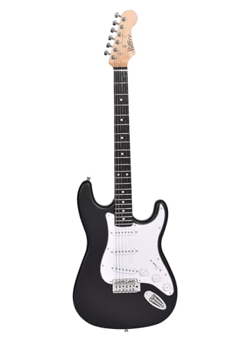 Image of Blueberry R-701-M Full Size Electric Guitar, Tech Rosewood Fretboard, Chrome-Plated Hardware, SSS Pickup, 6-String Right-Handed Beginner Kit with Bag, Strap, Strings & 2 Picks (Black, Value Pack)