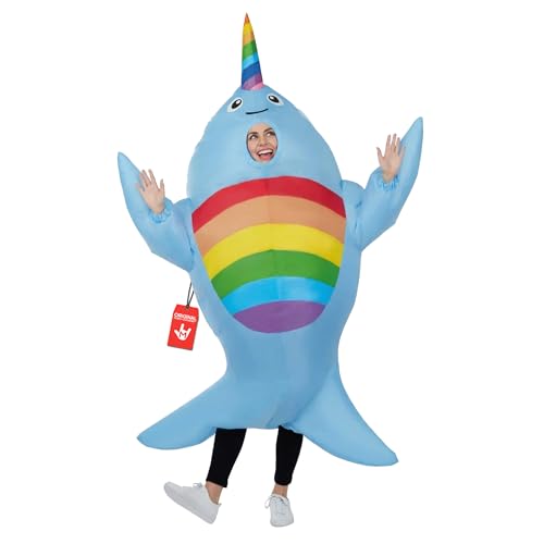 Morph Costume Gonflable Narval Adulte, Déguisement Carnaval Poisson Adulte