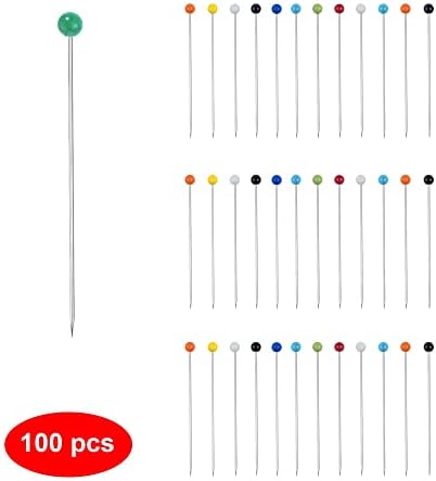 38mm Glass Headed Dress Making Straight Pins for Sewing, Quilting, Crafting, Tailoring - Pack of 100