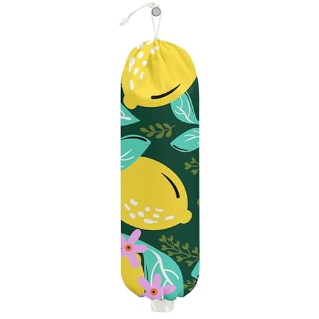 Wildflowers Butterfly Plastic Bag Holder, Wall Mount Grocery Bag Holder, Plastic Storage bag, Pull Rope Free Adjustment, Plastic Bag Holders for Grocery Bags, Plastic Bag Dispenser for Kitchen