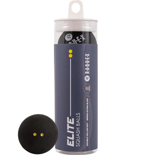Raquex Palline da Squash (3 palline) – 4 opzioni di velocità: Elite doppio punto giallo, giallo intermedio, rosso per principianti, blu Novizio