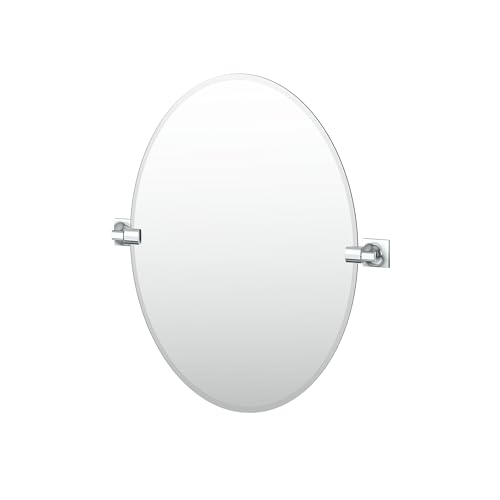Image of Gatco 5589 Waterline Frameless Oval Mirror, 26.5 Inch, Chrome