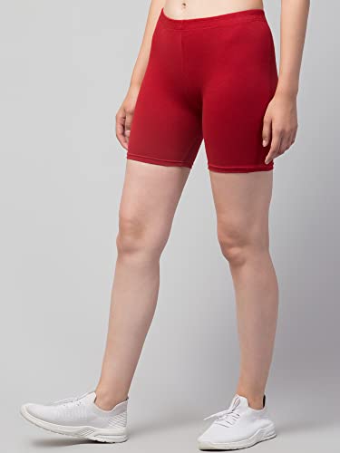 Image of Women's Cycling Shorts - Skin Fit Stretchable Tights for Gym, Sports, Running, Yoga & Layering Under Dresses - High-Waist, Seamless, Moisture-Wicking