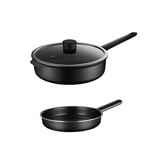Juego de utensilios de cocina antiadherentes con tapa y colección de cubiertos, esenciales de cocina duraderos para cocinar y preparar comidas
