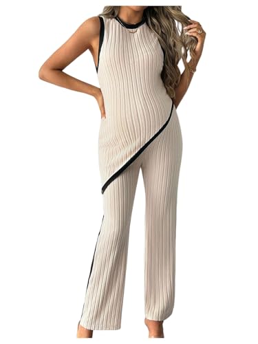 MakeMeChic Women's Maternity Lounge Set 2 Piece Outfit Sleeveless Pajama