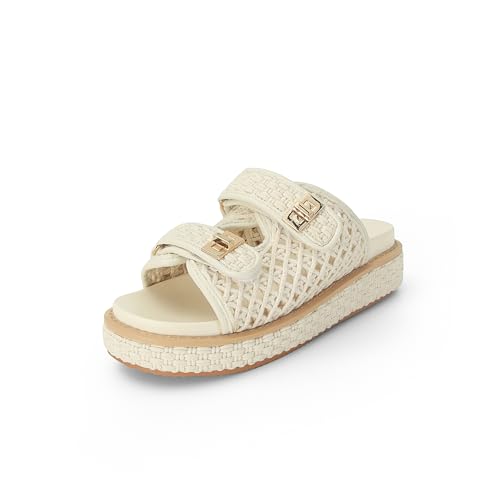 Image of SOVANYOU Raffia Platform Wedge Sandals for Women Comfortable Summer Beach Sandals Open Toe Slingback Platform Sandals with Adjustable Double Buckle