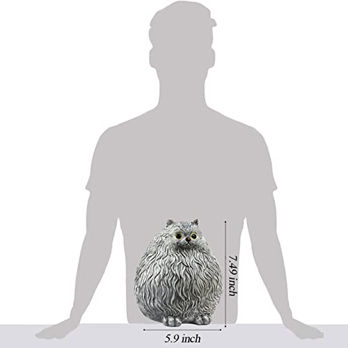 Image of Winsterch Ceramic Piggy Bank, Grey, Cute Cat Money Bank for Kids & Adults | 7.49 x 5.9 Inches, Large Capacity, Combines Educational and Decorative Functions, Saving Box Coin Bank Gift for Girls