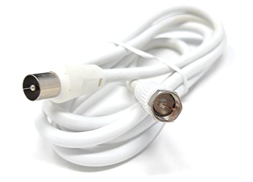 DRUT 1.5m RF TV Aerial Male to F Type Connector Male Plug Coaxial Coax Cable, Lead, 75 Ohm, 3C-2V 5ft White Nickel Connectors - Image 4