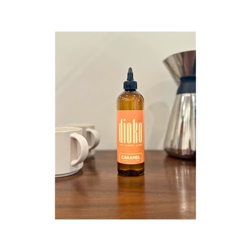 Image of Dioko Simple Syrup, 12 fl. oz Premium Coffee & Dessert Syrup with Easy Pour Spout | No Artificial Dyes or Colors | Perfect for Lattes, Iced Coffee, Cocktails, Pancakes & More (Caramel)
