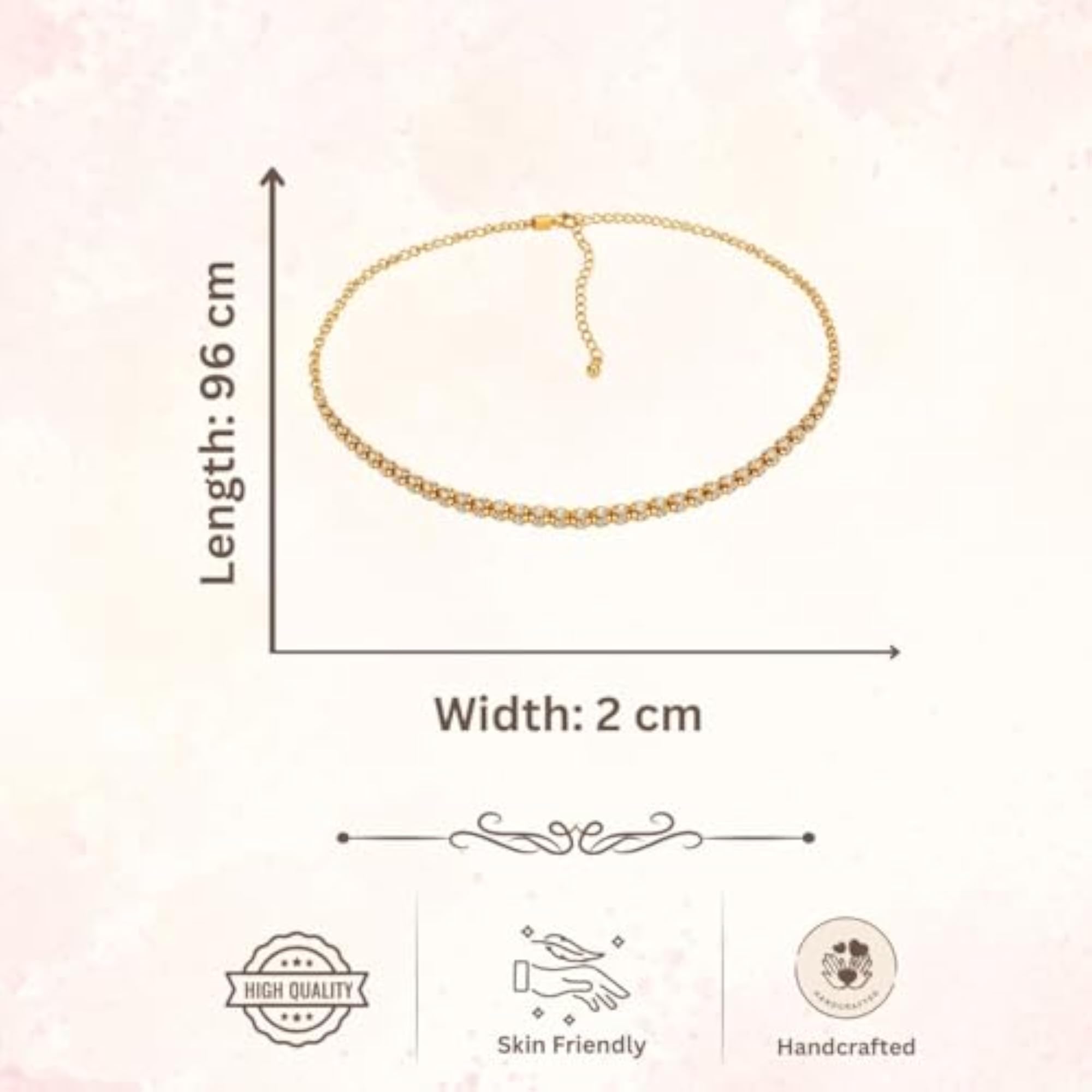 Women's Gold-Tone Round Waist Chain with Rhinestones
