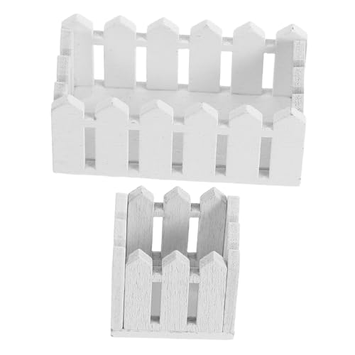 DOITOOL 2 Piezas Mini Valla de Jardín y Cesta Blanca Miniatura Accesorios para Casa de Muñecas Maceteros Detallados para Jardín Miniatura para Proyectos DIY y Decoración de Hogares