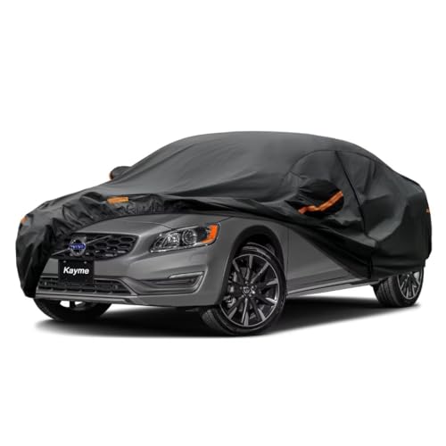 Kayme Sedan Car Cover Fit for Volvo S60 Recharge (2017-2025) Automobiles All Weather Waterproof, Outdoor Cover Sun Rain Protection, with Lock and Zipp
