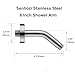 Senhozi 6 Inch Shower Arm with Flange and Teflon Tap, Brushed Nickel Shower Head Arm Angle Adjustable, Stainless Steel Wall Mount Shower Extension Pipe, SE001BN