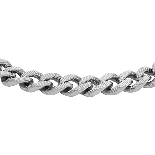 Image of Fossil Men's Plated Stainless Steel Engravable Personalized Gift ID, Chain or Cuff Bracelet for Men