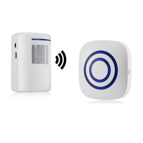SiegenPro Bewegungsmelder Durchgangsmelder Alarm Katzenklingel Funkalarmanlage Set mit Plug-in-Empfänger und PIR Sensor Detektor für Zu Hause oder...