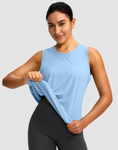Image of Women's Workout Tops Racerback Athletic Tank Tops Sleeveless Loose Fit Yoga Running Gym Shirts for Women