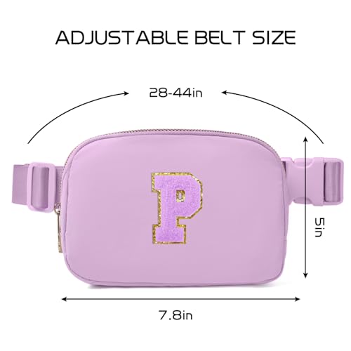 Image of Gitus Gifts for 8 9 10 11 12 Year Old Girls Belt Bag Fanny Pack Crossbody Bags with Initial Letter Patch Cute Stuff Birthday Gifts for Teen Girls Women Personalized Trend Stuff (Lavender-P)