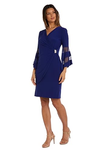 Image of R&M Richards Women's Sheer Allure Wrap Dress