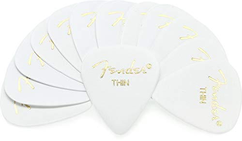 Image of Fender Classic Celluloid Guitar Picks 351 Shape, Guitar Accessories, White, Thin, 12-Pack