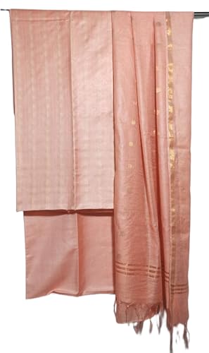 Image of STB-SILK TEXTILES BHAGALPUR Women's Bhagalpuri Cotton Silk Unstitched Salwar Suit Dress Material With Dupatta