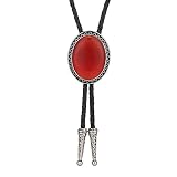 Btilasif Bolo Tie,Handmade Round Shape Western Cowboy Bolo Tie Leather Necktie Western Necklace Cost