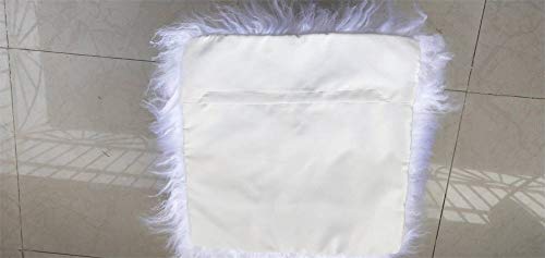 Seek4Comfortable Real 100% Tibetan Mongolian Pillowcase, Lamb Sheepskin Wool Fur Leather Cushion Cover,White,18 X 18 Inch #TOP4