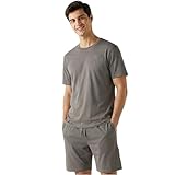 Get Trend Pigiama Uomo Corto Cotone Leggero, M-5XL, Completo Estivo 2 Pezzi con Maglietta Manica Corta e Pantaloncini, Regali per Lui (L, Carbone)