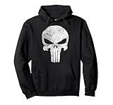 Marvel Punisher Skull Symbol Distressed Felpa con Cappuccio, Unisex per Adulti, Nero, L