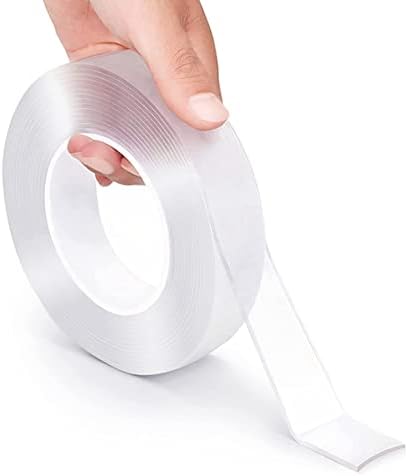 HUALEI-V 5m/16.4ft Nano Double Sided Tape Heavy Duty Transparent Removable Mounting Tape,Washable And Reusable Traceless Strong Gel Tape for Carpet,Photo Poster(Wide:2cm,Thick:2mm)