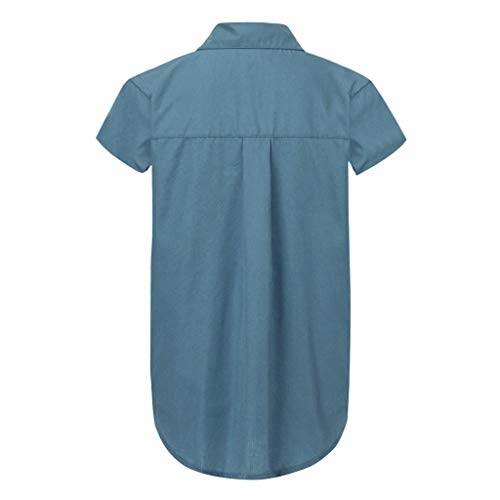 Blusa feminina Limsea com estampa solta e botão, 4 - Blue, Medium