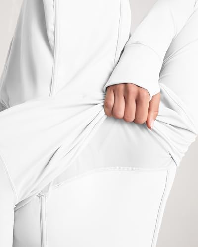 QUEENIEKE Womens Gym Tops with Hooded Full Zip up Running Jacket Long Sleeve Top Hoodies With Thumbholes - Image 4