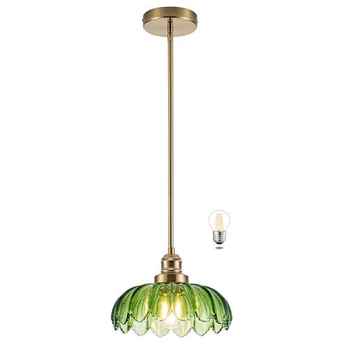 MAYNA 1 Pack Vintage Pendant Light Fixtures, Brass Pendant Lighting