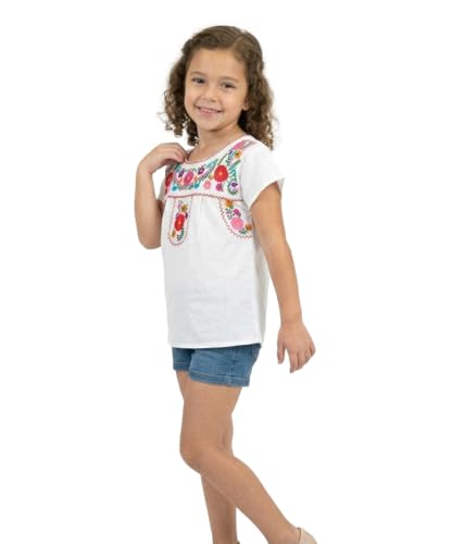 Image of unik Girls Cotton Embroidered Floral Blouse for Birthdays, Cultural Events, Cinco De Mayo
