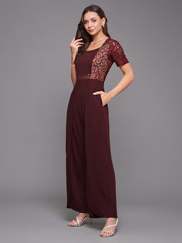 Image of Miss Chase Women's Self Design Cut-Out Georgette Jumpsuit