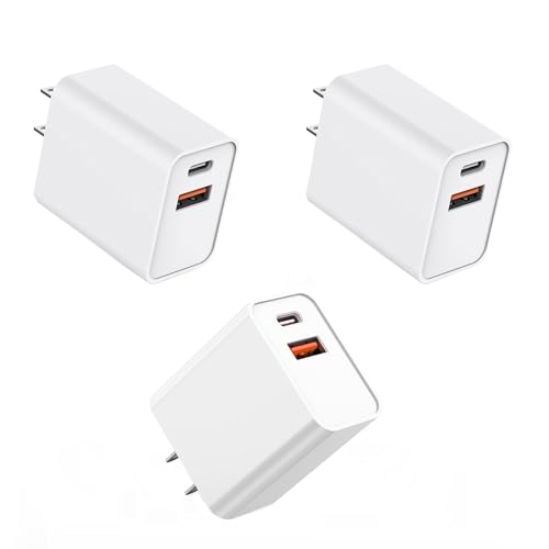 iPhone 16 15 Charger Block Fast Charging,3Pack USB C Wall Charger,20W Dual Port iPhone Charger Adapter Block Power Delivery Quick USB C Charging for iPhone 16/16 Pro/15/15 Pro/Pro Max/Plus/14/13/12/11