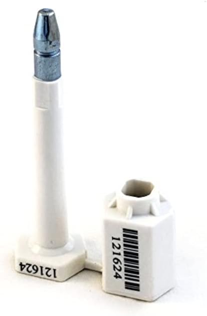 High Security Bolt Seal for Cargo Containers and Truck Trailers, White Color, Box (50 pcs), Numbered with Barcode, ISO and C-TPAT Certified BFSEALS