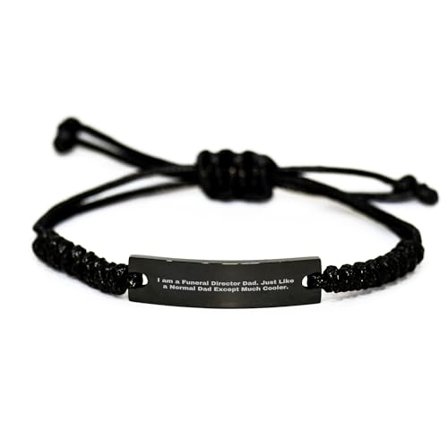 Generic Funny Funeral Director Dad Gifts - Engraved Rope Bracelet - Gifts for Funeral Director - Father's Day Unique Gifts - Just Like a Normal Dad Except Much Cooler, Small, Black