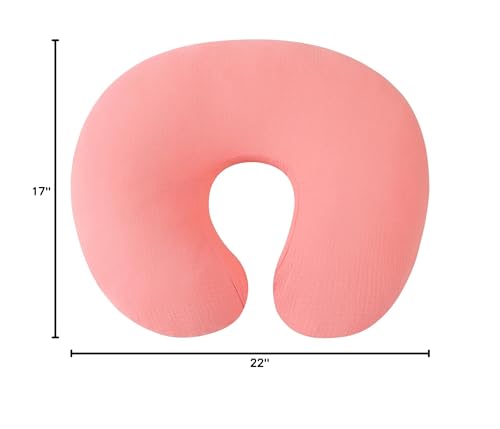 Image of Onacosht Muslin Nursing Pillow Cover Soft 100% Cotton Feeding Pillow Slipcover Fits Standard Infant Nursing Pillow for Baby Girl, Pink
