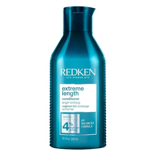 Redken Extreme Length Biotin Conditioner For Longer Hair | Promotes Healthy Hair Growth | Strengthens & Detangles Damaged Hair | Infused With Biotin & Castor Oil | 300ml