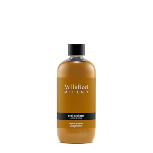 Millefiori Milano – Fragranza Ricarica per Diffusore a Bastoncini 500 ml, Petali di Tabacco – Profumatore Ambiente Raffinato con Note Legnose e Speziate