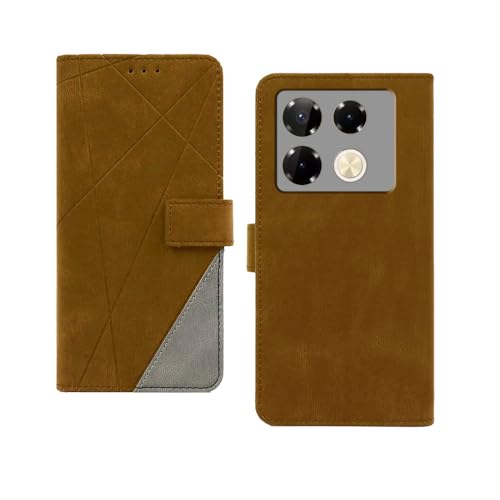 Image of amazon basics Infinix Note 40 Pro 5G Flip Cover | Card Pockets Wallet & Stand | Flip Cover for Infinix Note 40 Pro 5G (Brown with Grey)